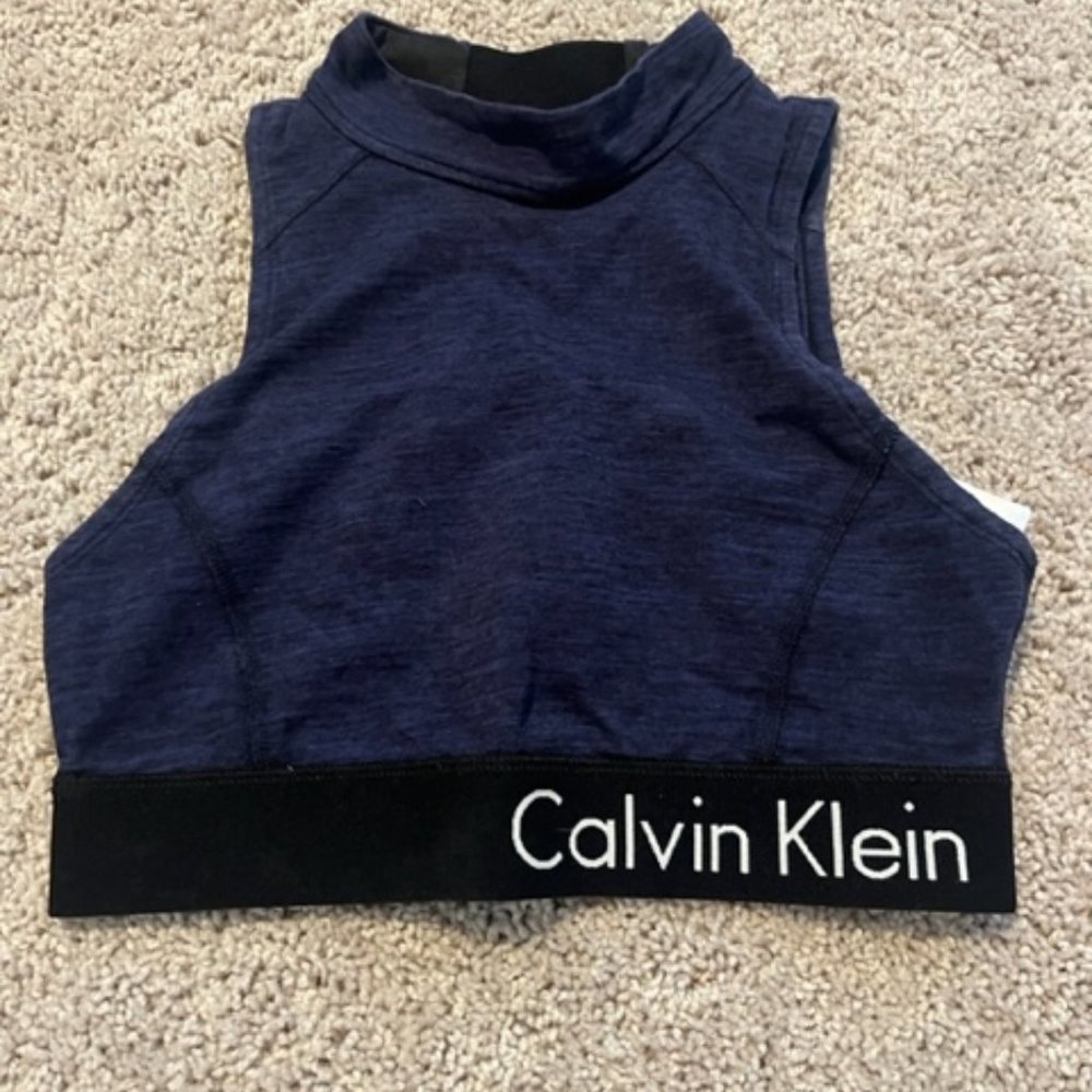 Calvin Klein Performance Mock Neck Criss-Cross Crop Top (S)